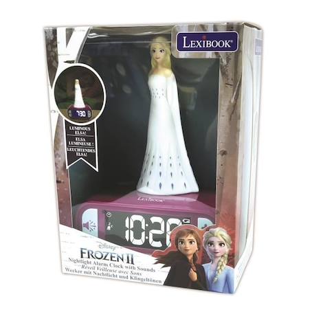 Réveil digital Elsa La Reine des Neiges 2 avec veilleuse lumineuse en 3D et effets sonores - LEXIBOOK VIOLET 5 - vertbaudet enfant 