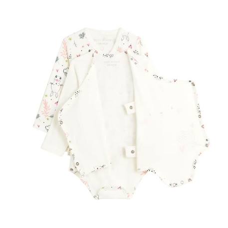 Lot de 2 bodies bébé manches longues ouverture croisée Happy Bunny BLANC 4 - vertbaudet enfant 