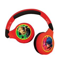 Jouet-Multimédia-casques audio - écouteurs-Casque audio Bluetooth® 2 en 1 Miraculous pour enfants - LEXIBOOK