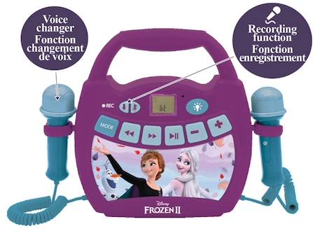 Enceinte Bluetooth La Reine des Neiges - LEXIBOOK - Effets Lumineux, Micros et Batterie Rechargeable VIOLET 2 - vertbaudet enfant 