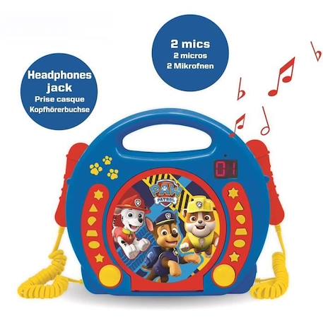 PAT' PATROUILLE - Lecteur CD karaoké enfant avec 2 microphones - LEXIBOOK BLEU 2 - vertbaudet enfant 