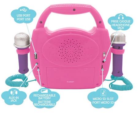 Enceinte Bluetooth Licorne - LEXIBOOK - Effets Lumineux, Micros et Batterie Rechargeable ROSE 2 - vertbaudet enfant 