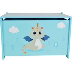 Coffre à jouets en bois LEON LE DRAGON - FUN HOUSE - ± 40 x 58 x 36 cm - Bleu  - vertbaudet enfant