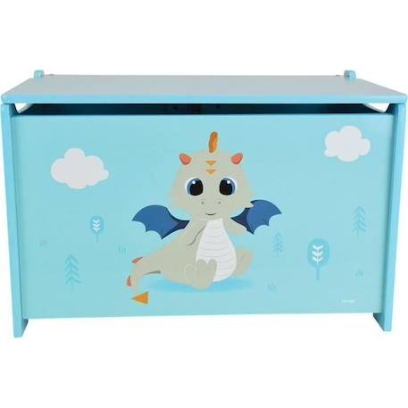 Coffre à jouets en bois LEON LE DRAGON - FUN HOUSE - ± 40 x 58 x 36 cm - Bleu BLEU 1 - vertbaudet enfant 