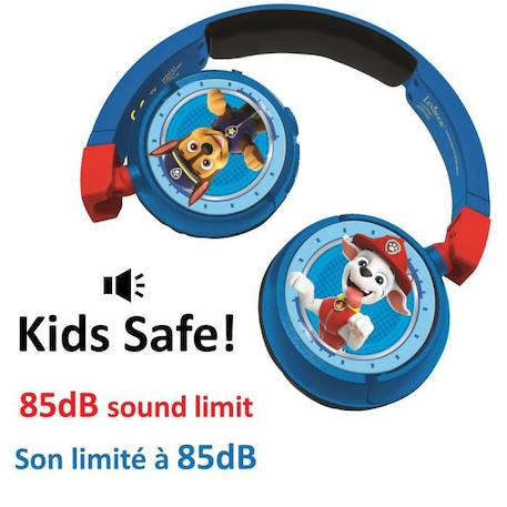 PAT' PATROUILLE - Casque 2 en 1 Bluetooth® - Filaire confortable et pliable pour enfants avec limitation de son - LEXIBOOK BLEU 2 - vertbaudet enfant 