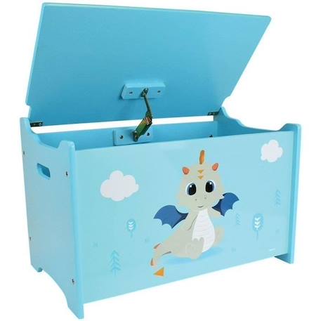 Coffre à jouets en bois LEON LE DRAGON - FUN HOUSE - ± 40 x 58 x 36 cm - Bleu BLEU 3 - vertbaudet enfant 