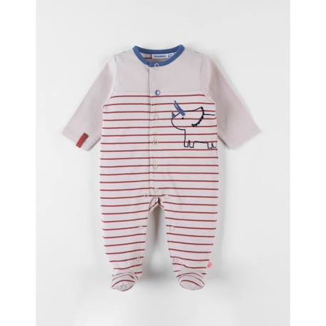 Pyjama 1 pièce rhinocéros en jersey beige/brique BLEU 1 - vertbaudet enfant 