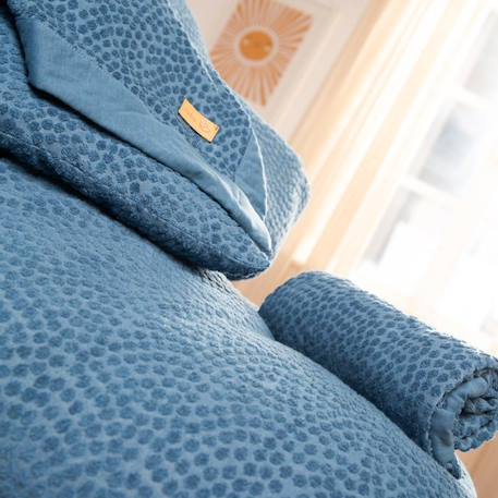 ROBA Nid de Bébé Seashells Oyster 170 cm - Coton Bio- Tour de Lit Certifié Oeko-Tex & OCS - Motif Pois à Aspect Relief - Bleu Indigo BLEU 4 - vertbaudet enfant 