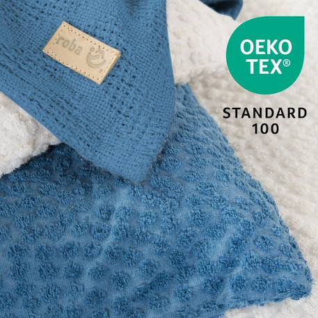 ROBA Nid de Bébé Seashells Oyster 170 cm - Coton Bio- Tour de Lit Certifié Oeko-Tex & OCS - Motif Pois à Aspect Relief - Bleu Indigo BLEU 6 - vertbaudet enfant 