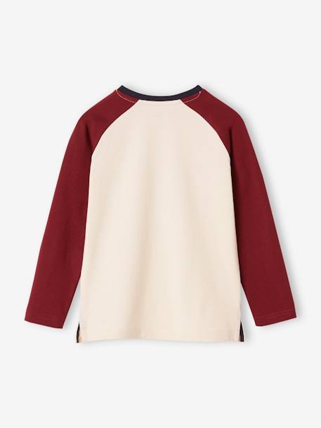 Tee-shirt motif ours manches raglan contrastées bordeaux 2 - vertbaudet enfant 