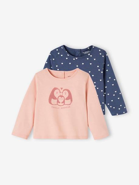 Lot de 2 T-shirts BASICS bébé manches longues rose+rose pâle 8 - vertbaudet enfant 