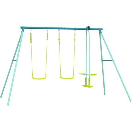 Portique metal tp toys 2 balancoires / vis-a-vis / kit d'ancrage h.185 cm BLEU 1 - vertbaudet enfant 