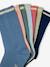 Lot de 7 paires de mi-chaussettes fille lurex BASICS abricot+bleu+rose 4 - vertbaudet enfant 