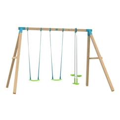 Jouet-Portique Balançoire Bois Everest Tp Toys Carré 2 Balançoires - Vis-À-Vis - Kit D'Ancrage H.243 Cm