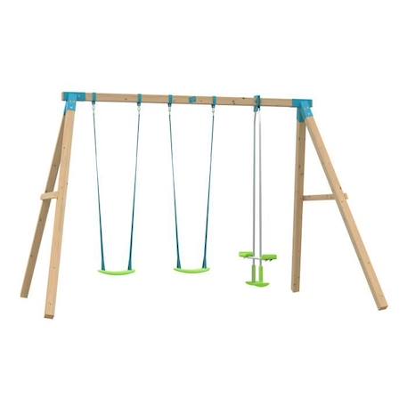 Portique Balançoire Bois Everest Tp Toys Carré 2 Balançoires - Vis-À-Vis - Kit D'Ancrage H.243 Cm MARRON 1 - vertbaudet enfant 