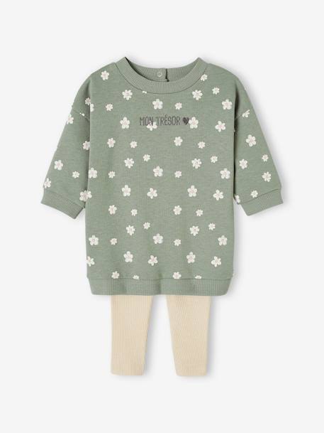 Ensemble robe + legging bébé personnalisable beige doré+rose+vert d'eau+vert sauge 24 - vertbaudet enfant 