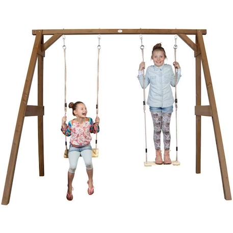 AXI Portique en Bois FSC - 2 Balançoires Enfant en Marron | Balançoire pour Enfants pour l’extérieur / le jardin 2 agrès MARRON 4 - vertbaudet enfant 