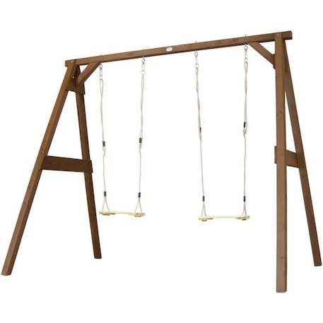 AXI Portique en Bois FSC - 2 Balançoires Enfant en Marron | Balançoire pour Enfants pour l’extérieur / le jardin 2 agrès MARRON 2 - vertbaudet enfant 