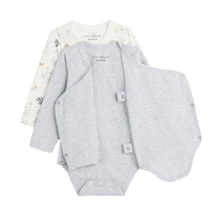 Lot de 2 bodies bébé manches longues ouverture croisée Nuage GRIS 4 - vertbaudet enfant 