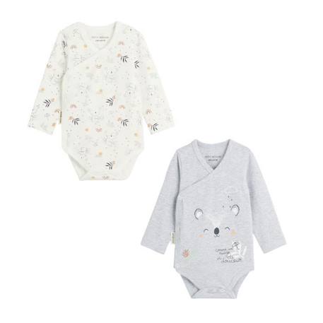 Lot de 2 bodies bébé manches longues ouverture croisée Nuage GRIS 1 - vertbaudet enfant 