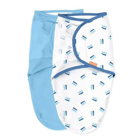 INGENUITY Original Swaddle, Gigoteuse d'emmaillotage, 0-3 mois, sécurité et chaleur pour bébé, crown bleu, lot de 2 BLEU 1 - vertbaudet enfant 