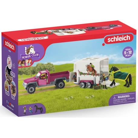 Pick-up avec remorque pour cheval, coffret figurines schleich avec 38 éléments dont 1 cheval inclus, Schleich 42346 Horse Club ROSE 3 - vertbaudet enfant 