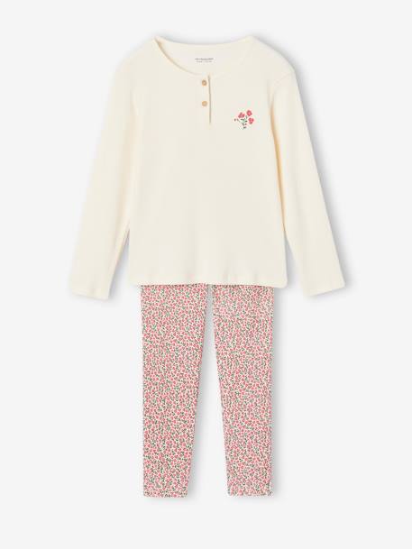 Pyjama fille motifs fleurs framboise 1 - vertbaudet enfant 