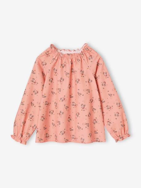 Blouse à fleurs en velours milleraies fille anthracite+rose poudré 5 - vertbaudet enfant 