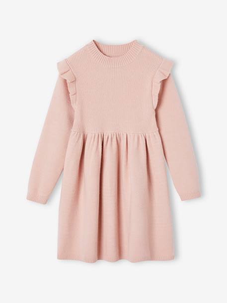 Robe à volants en tricot fille bleu nuit+rose poudré 6 - vertbaudet enfant 