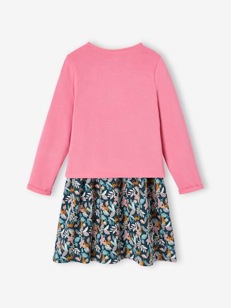 Ensemble fille cardigan et robe imprimée fleurs moutarde+rose+vert émeraude 14 - vertbaudet enfant 