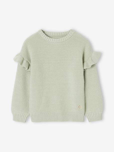 Pull manches volantées fille écru+rouge+vert sauge 10 - vertbaudet enfant 