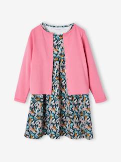 -Ensemble fille cardigan et robe imprimée fleurs