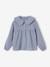 Blouse en gaze col Claudine fantaisie fille bleu grisé+vieux rose 1 - vertbaudet enfant 