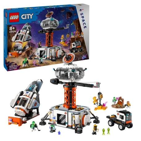 LEGO® 60434 City La Station Spatiale et la Base de Lancement de Fusées, Jouet sur L'Espace, avec Robot et 6 Minifigurines GRIS 1 - vertbaudet enfant 