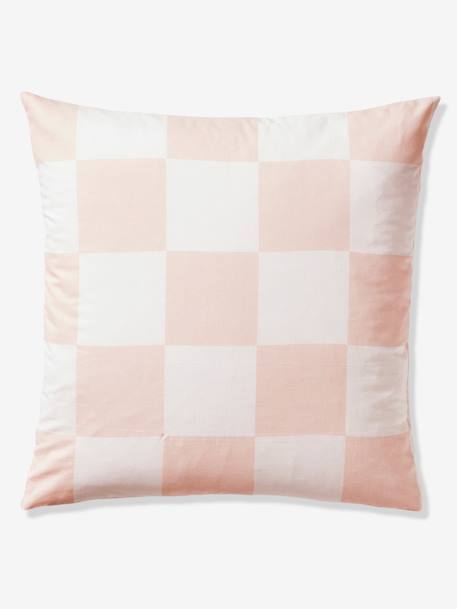 Parure housse de couette + taie oreiller enfant DAMIER GOOD VIBES, avec coton recyclé carreaux rose 3 - vertbaudet enfant 