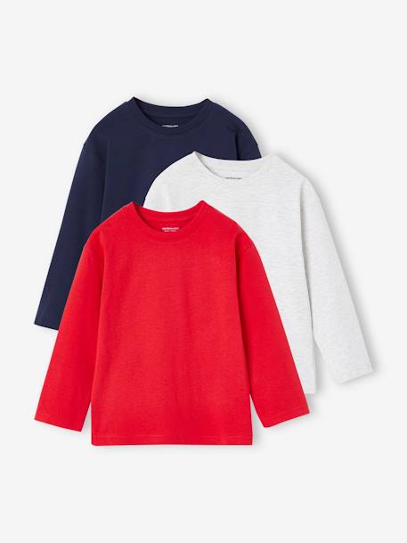 Lot 3 tee-shirts unis rouge+vert d'eau 1 - vertbaudet enfant 