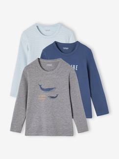 Garçon-T-shirt, polo, sous-pull-T-shirt-lot de 3 tee-shirts "Baleine" garçon manches longues