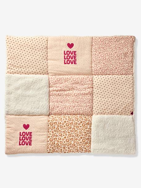 Tapis de sol / Fond de parc patchwork coton et sherpa LOVELY LÉO rose imprimé 1 - vertbaudet enfant 