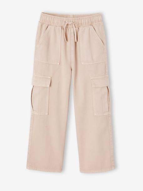 Pantalon cargo fille facile à enfiler gris perle+mauve 1 - vertbaudet enfant 