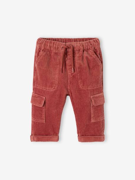 Pantalon en velours style battle bébé taupe+terracotta 4 - vertbaudet enfant 