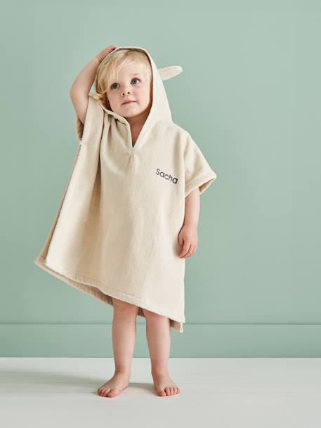 Poncho de bain bébé avec coton recyclé personnalisable Animaux abricot+beige+ocre 7 - vertbaudet enfant 