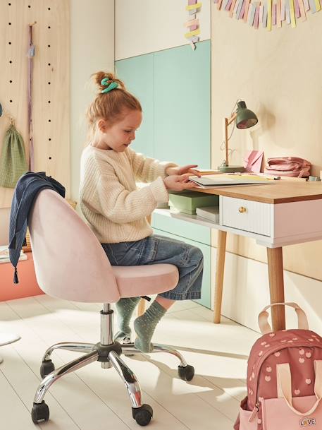 Chaise de bureau à roulettes enfant en velours Bleu/vert+rose poudré+vert d'eau 6 - vertbaudet enfant 