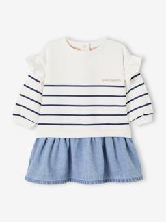 Robe bi-matière rayée bébé fille  - vertbaudet enfant