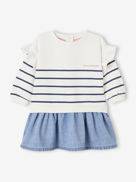 Robe bi-matière rayée bébé fille stone 1 - vertbaudet enfant 