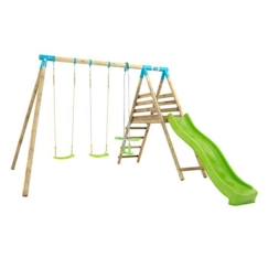 Jouet-Jeux de plein air-Station jasmin tp toys 2 balancoires / vis-a-vis / toboggan / kit d'ancrage h.243 cm