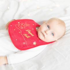 -Bavoir Noël pour bébé - Trois Kilos Sept - Rouge et Or - 80% coton 20% polyester