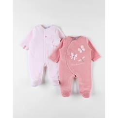 Ensemble de 2 pyjamas 1 pièce en velours clair/blush  - vertbaudet enfant