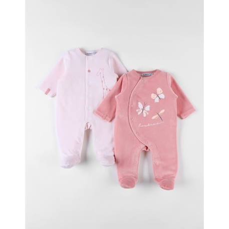 Ensemble de 2 pyjamas 1 pièce en velours clair/blush ROSE 1 - vertbaudet enfant 