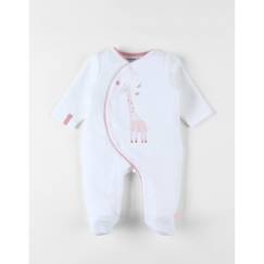 Pyjama 1 pièce girafe en velours écru/rose clair  - vertbaudet enfant