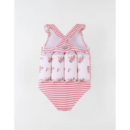 Maillot bouée rayé à imprimés fleuris clair ROSE 2 - vertbaudet enfant 